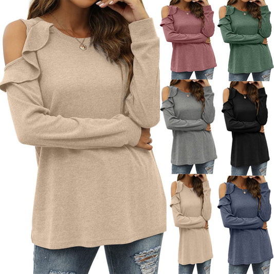 Vivienne  Women's Cold Shoulder Cotton Polyester Blouse Tops 2023 Fall Fashion